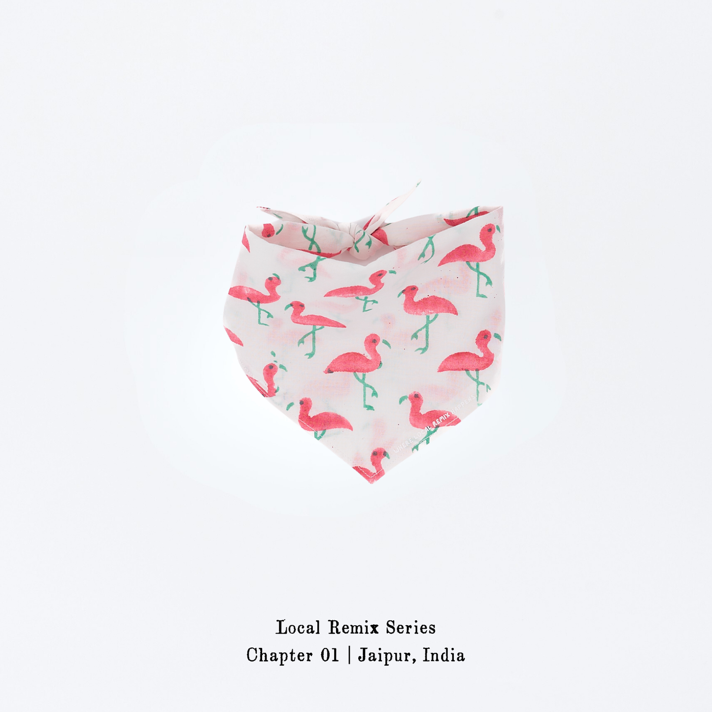 Yellow Planet® Local Remix Triangle Bandana – Hand Block Printed Cotton for Pets & Owners | Limited Edition Emerald-Toed Flamingo