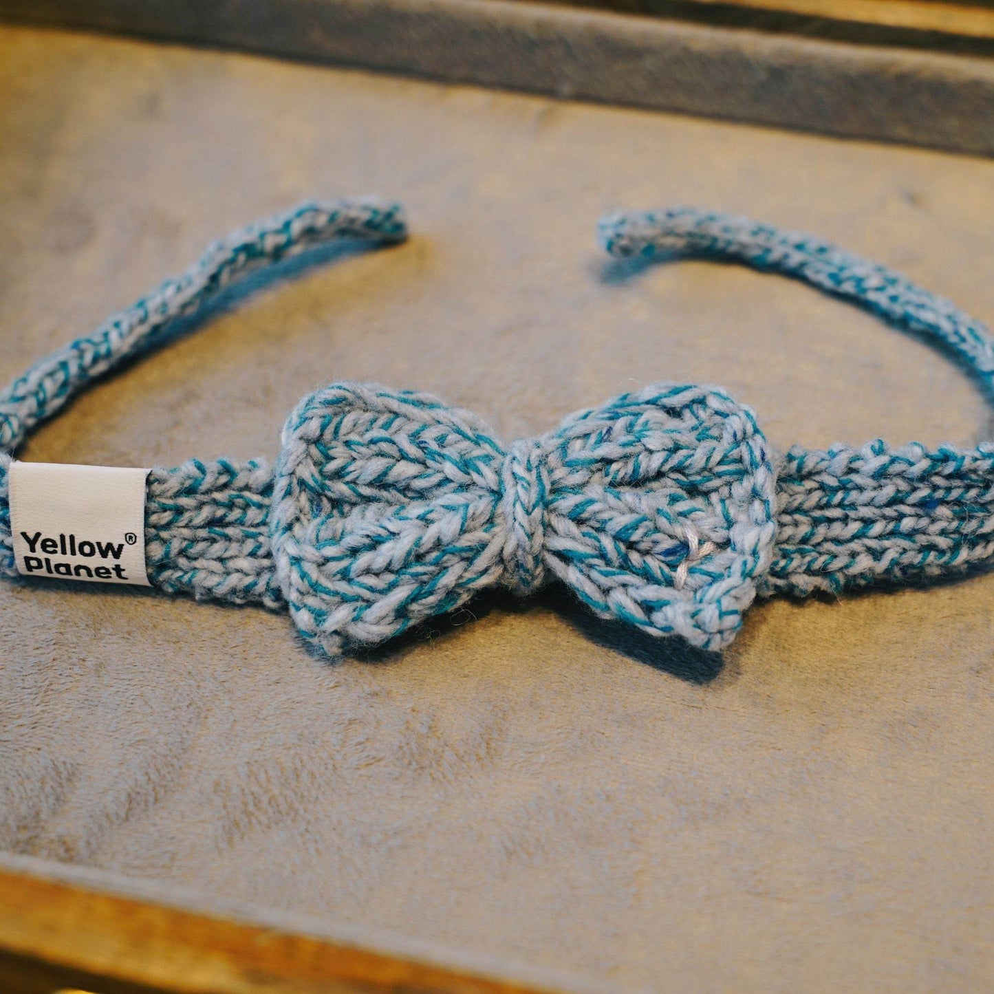 Funky Gentle Dog Series | Hand-Knitted Bow Tie in Alpaca & Wool Blend Azure Tweed