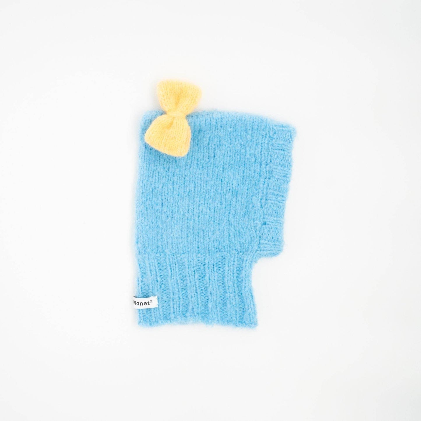 Pawsome Granny Gang Series Handcraft Fashion "MOCHI BONBON" Wool Knit Beanie Sky Blue Beanie + Warm Yellow Bow