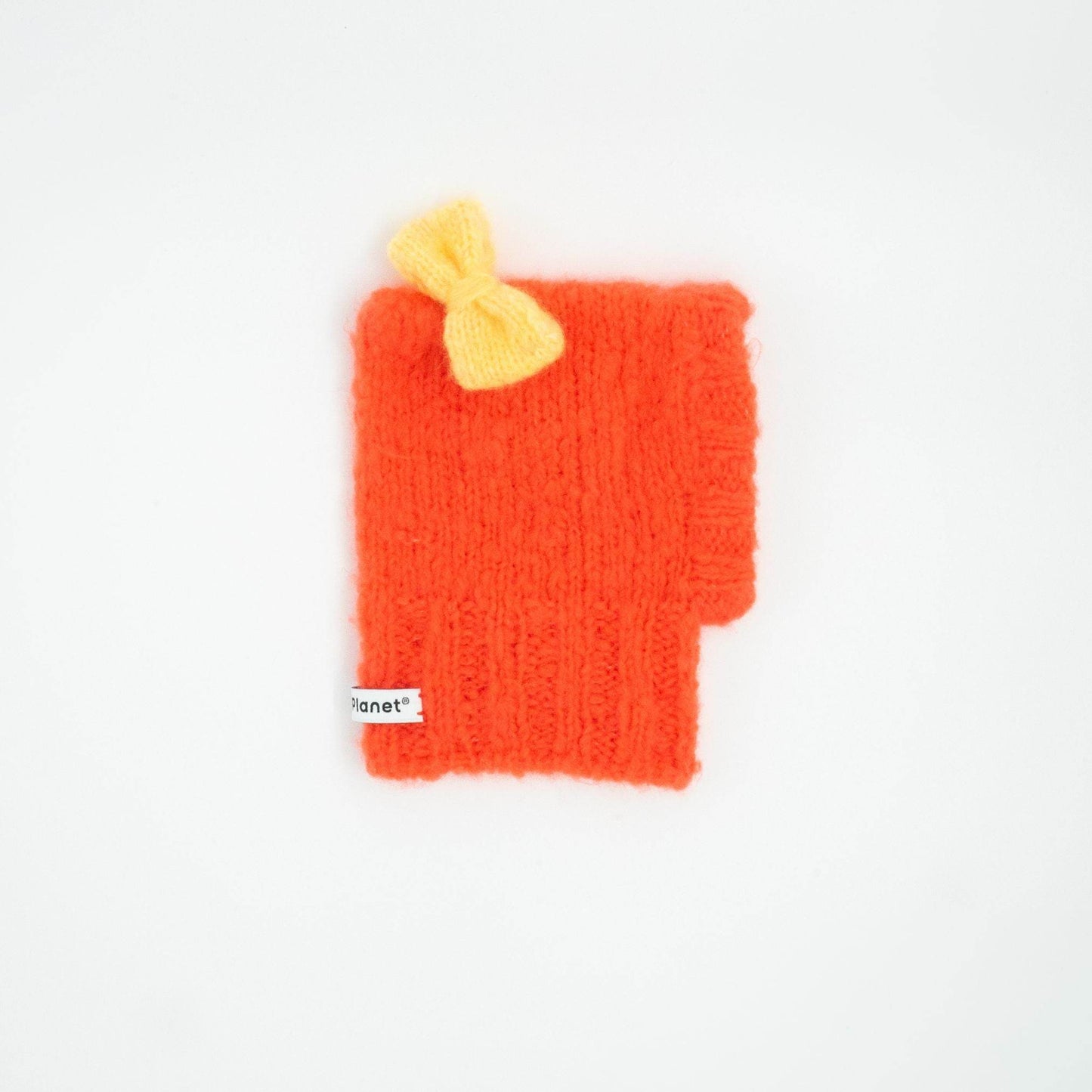 Pawsome Granny Gang Series Handcraft Fashion "MOCHI BONBON" Wool Knit Beanie Persimmon Red Beanie + Warm Yellow Bow