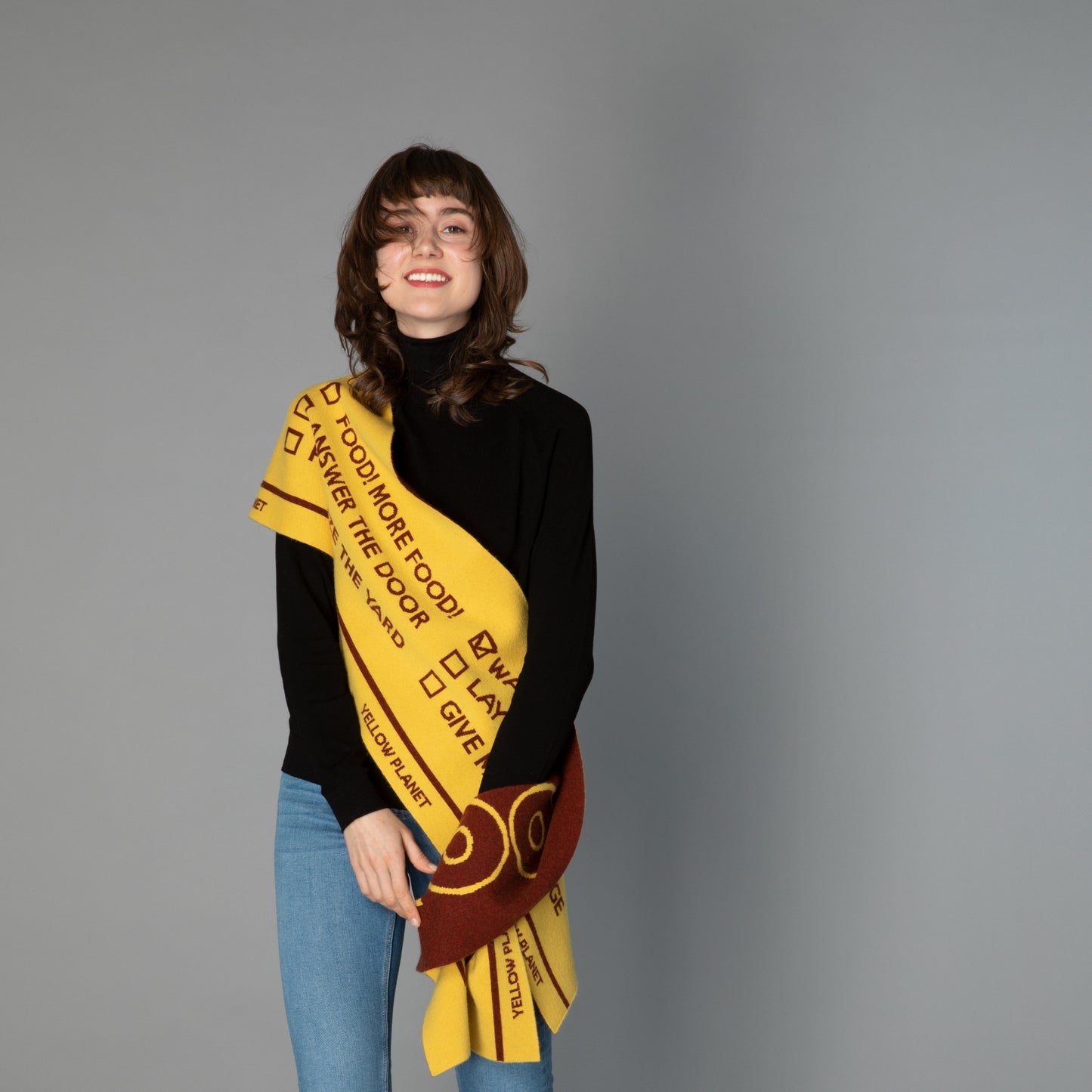 DOG-Sophy Series "WOOF" Theme Cashmere & Wool Reversible Two-Tone Scarf for Human