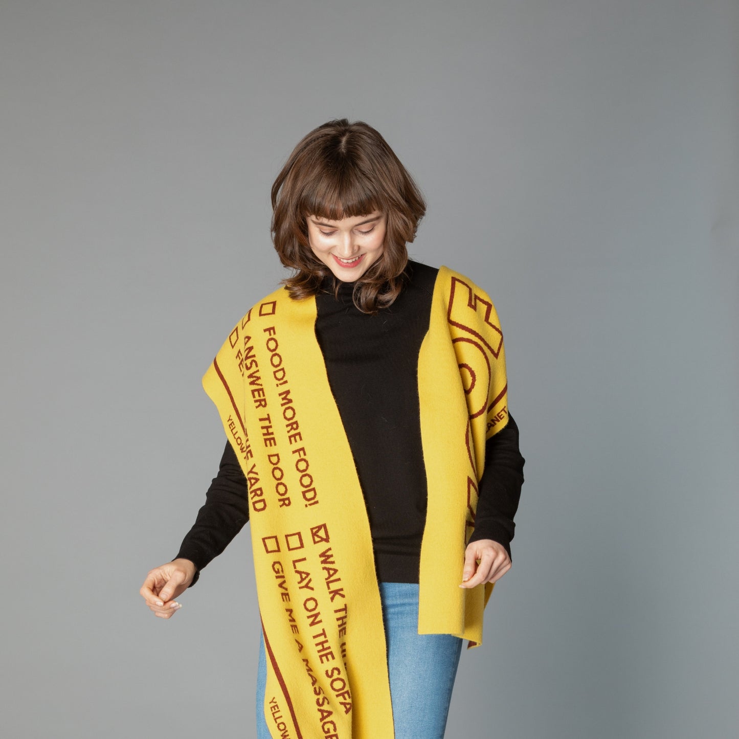 DOG-Sophy Series "WOOF" Theme Cashmere & Wool Reversible Two-Tone Scarf for Human
