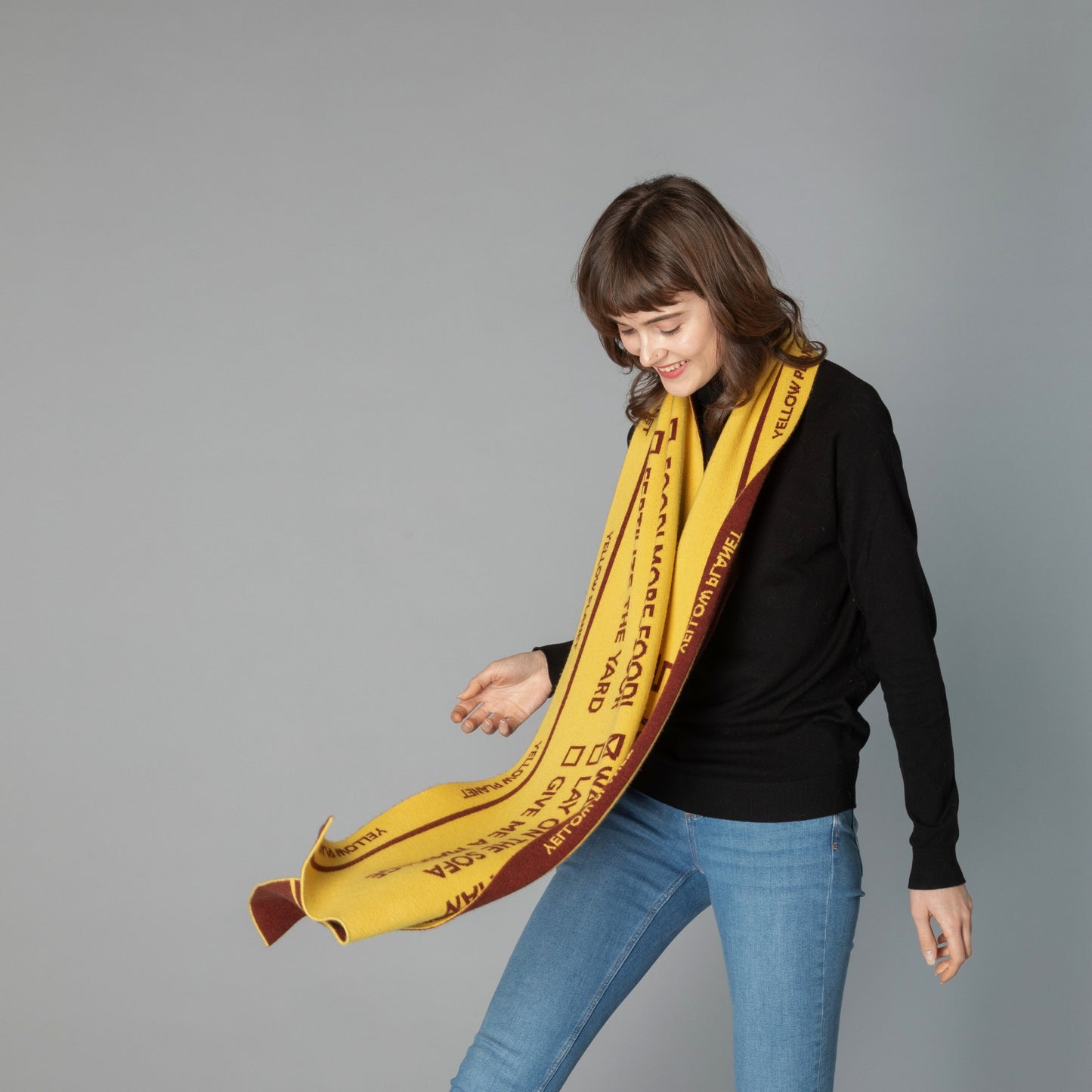DOG-Sophy Series "WOOF" Theme Cashmere & Wool Reversible Two-Tone Scarf for Human