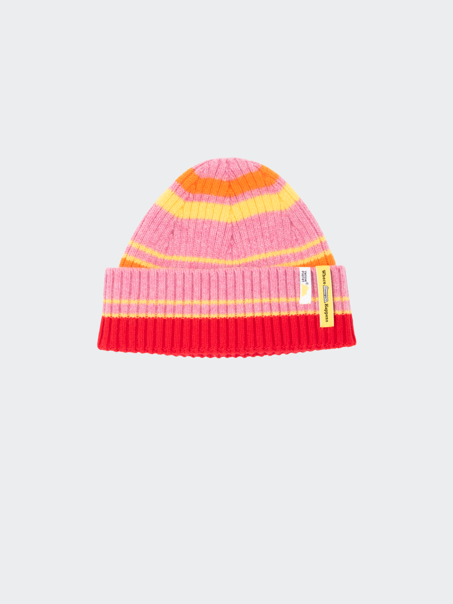 Color Heal Series Striped Wool Beanie with Detachable Pom-Pom