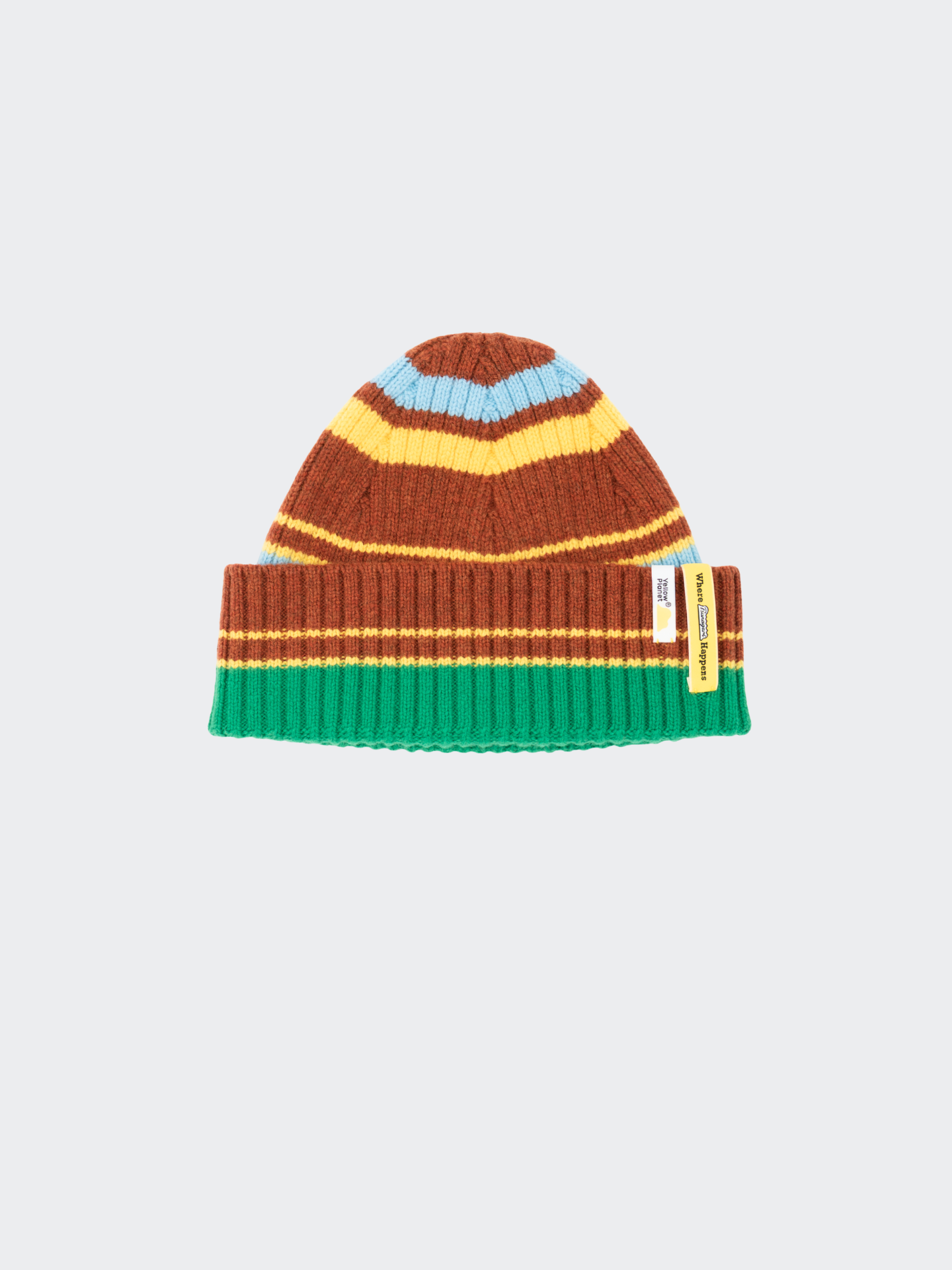 Color Heal Series Striped Wool Beanie with Detachable Pom-Pom