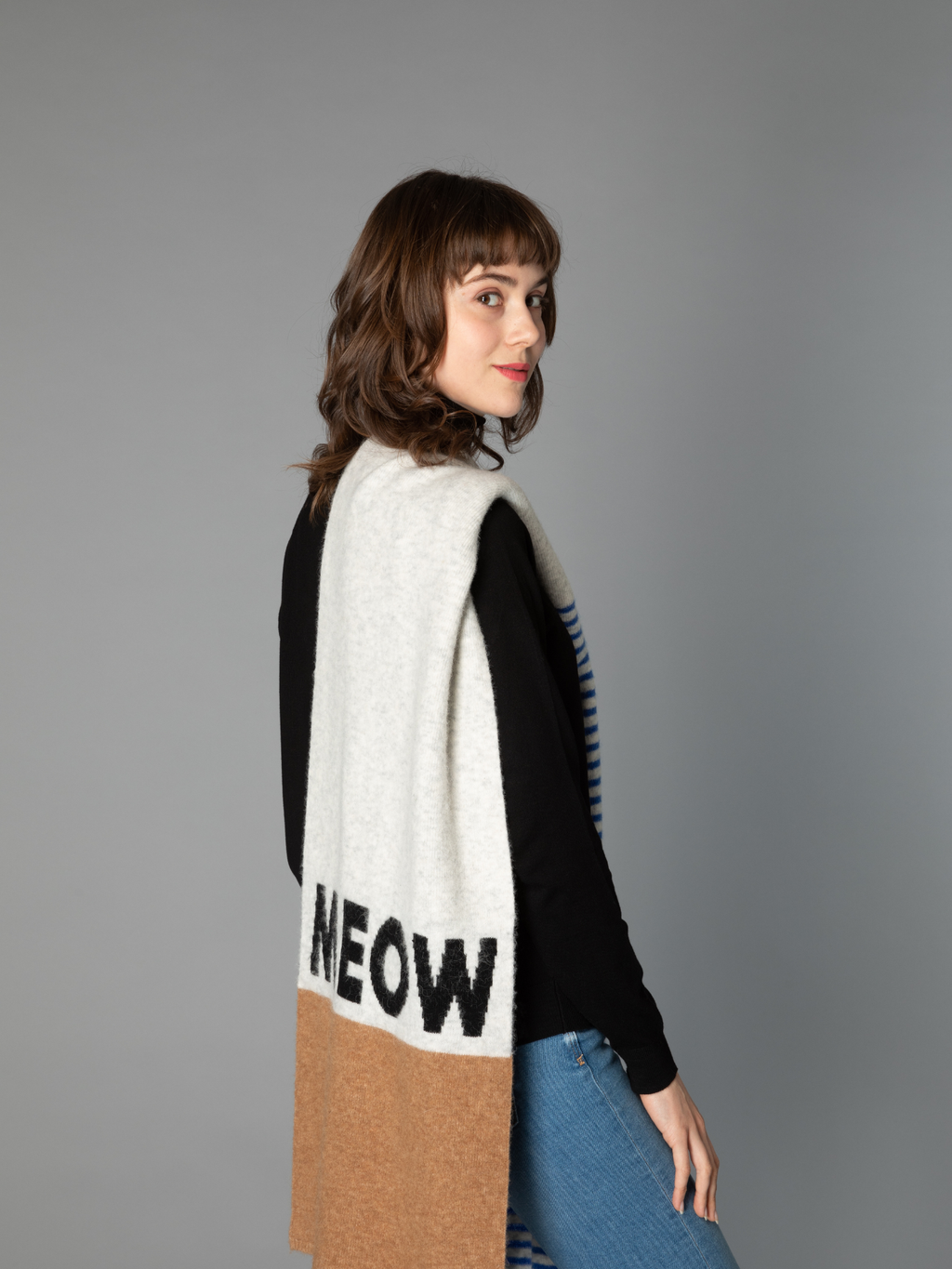 CAT-Sophy Series "MEOW" Theme Alpaca & Mohair Scarf for Human