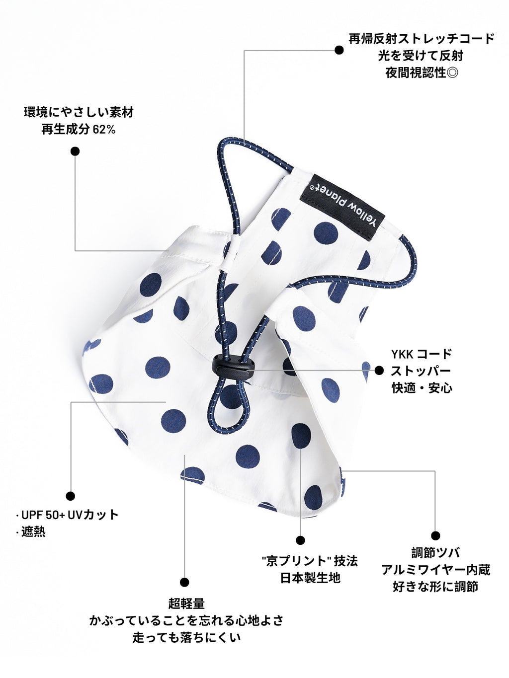 Oasis Polka Dot UV Protection Cap（Adjustable Brim）