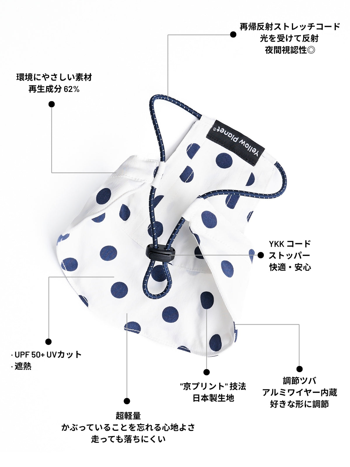 Oasis Polka Dot UV Protection Cap（Adjustable Brim）