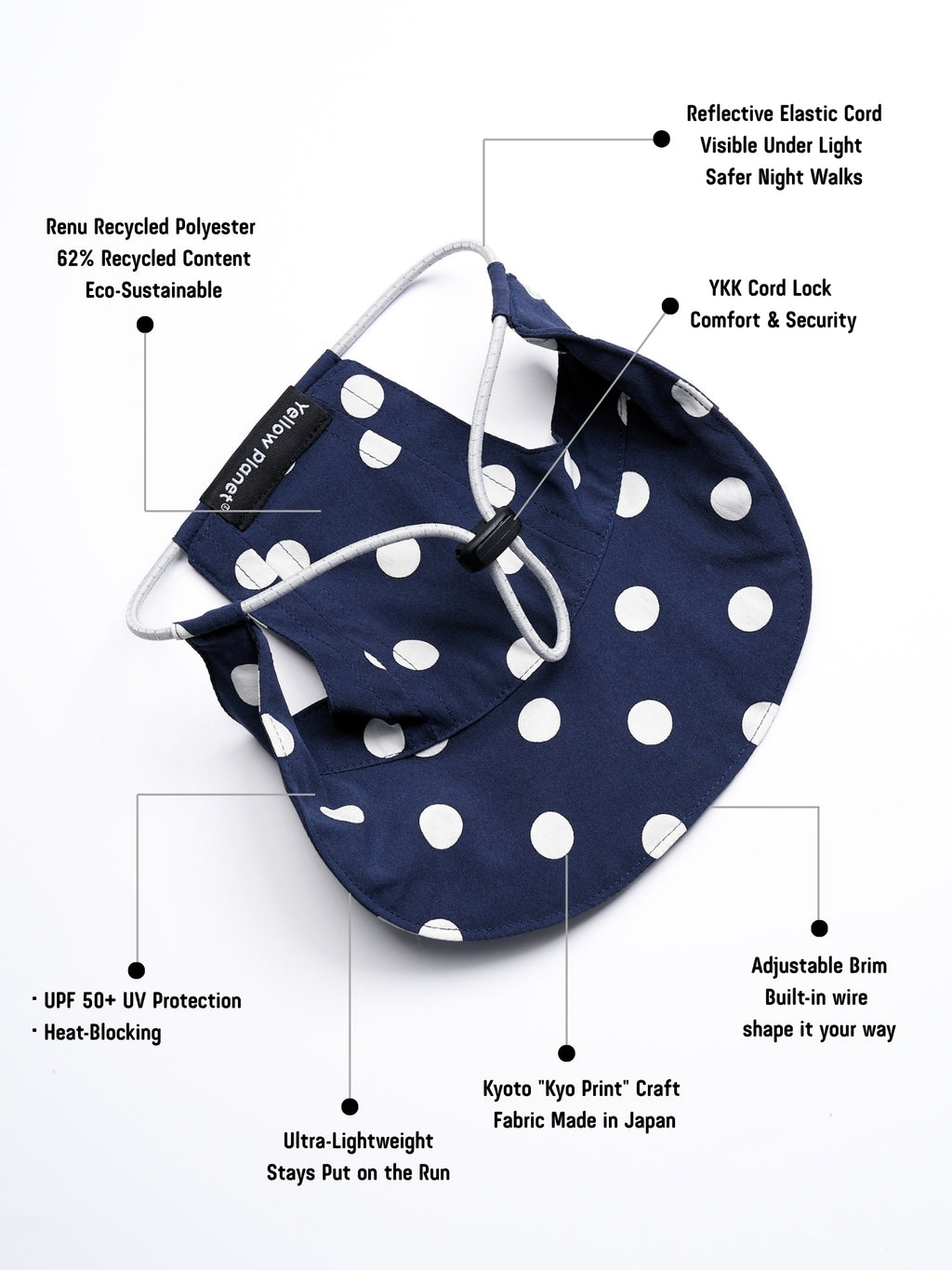 Oasis Polka Dot UV Protection Cap（Adjustable Brim）
