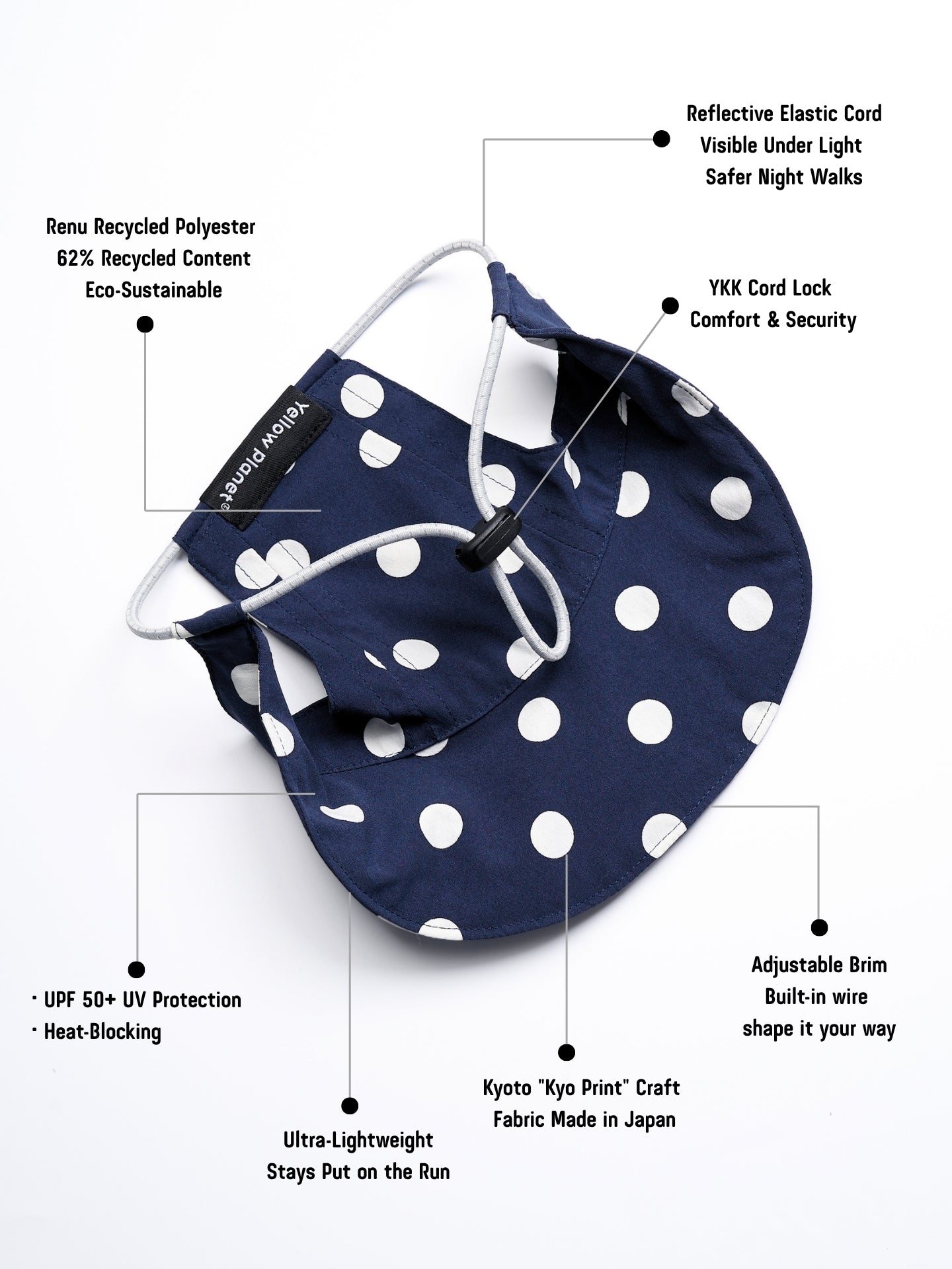 Oasis Polka Dot UV Protection Cap（Adjustable Brim）