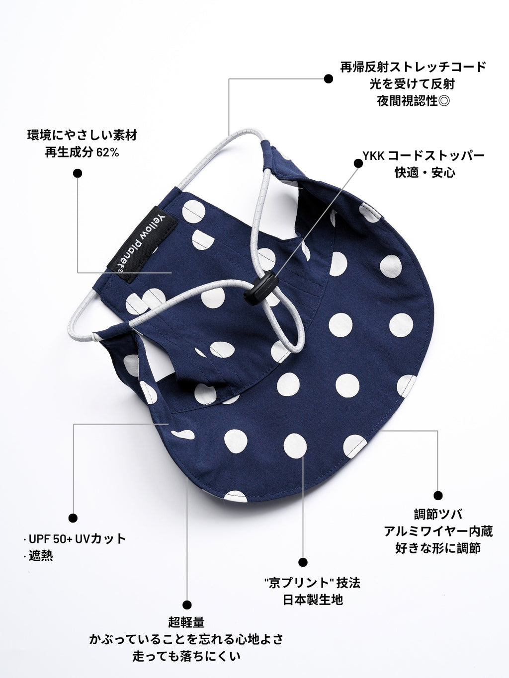 Oasis Polka Dot UV Protection Cap（Adjustable Brim）