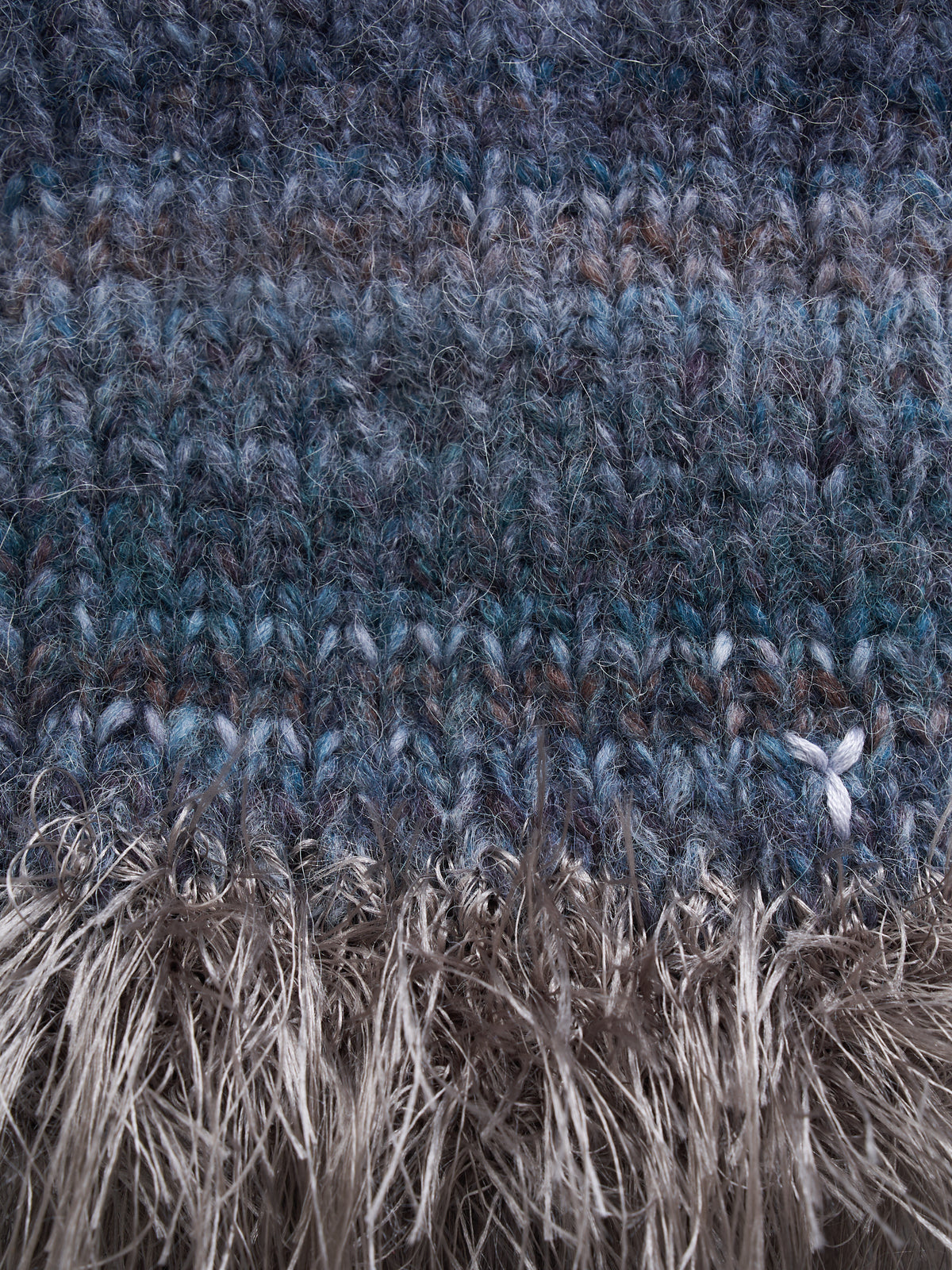 Hand-Knitted "Duality" Wool & Sea Anemone Yarn Fringe Snood