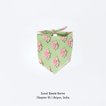 Yellow Planet® Local Remix Triangle Bandana – Unique Cotton Print | Limited Color Edition Laughter in the Greenfield