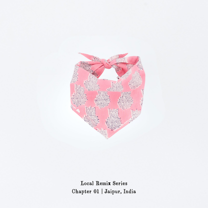 Yellow Planet® Local Remix Triangle Bandana – Hand Block Printed Cotton for Pets & Owners | Limited Edition Sway in Pink Hues