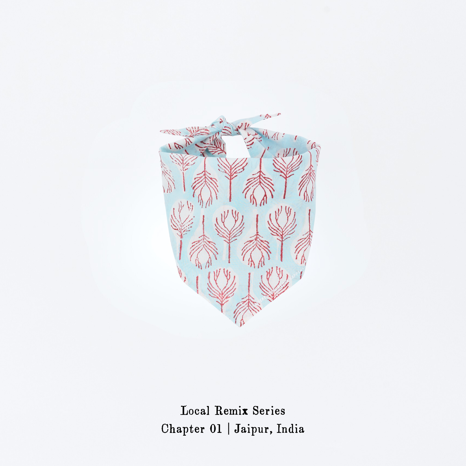 Yellow Planet® Local Remix Triangle Bandana – Unique Cotton Print | Limited Color Edition Teal Pond & Crimson 