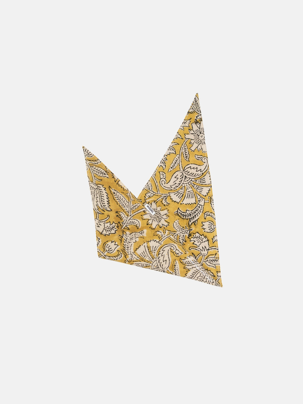 autumn-ease  Block print Indian cotton bandana folded into a triangle on a white background
