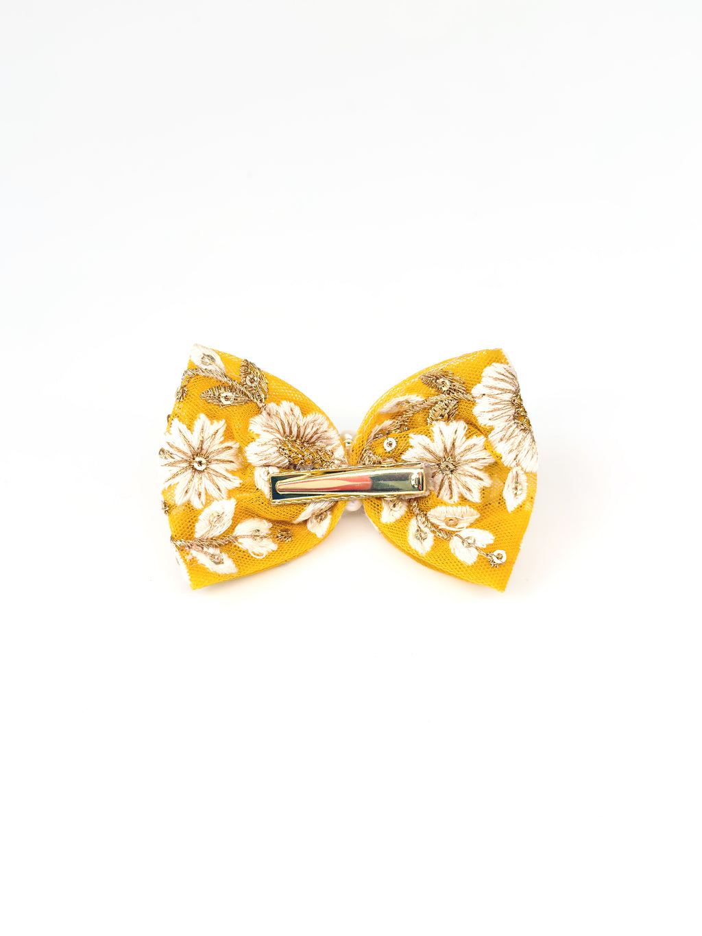 Back view of the BALOVESYOU Jardin Baroque pet hair clip in Perle, showing the metal clip fastening.