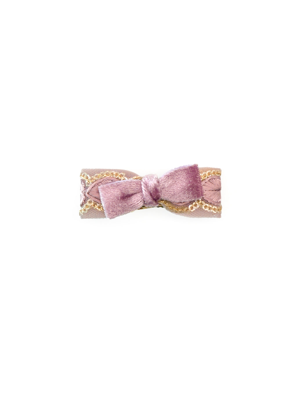 BALOVESYOU Smoky Rose pet hair clip with a soft pink bow and delicate lace trim.