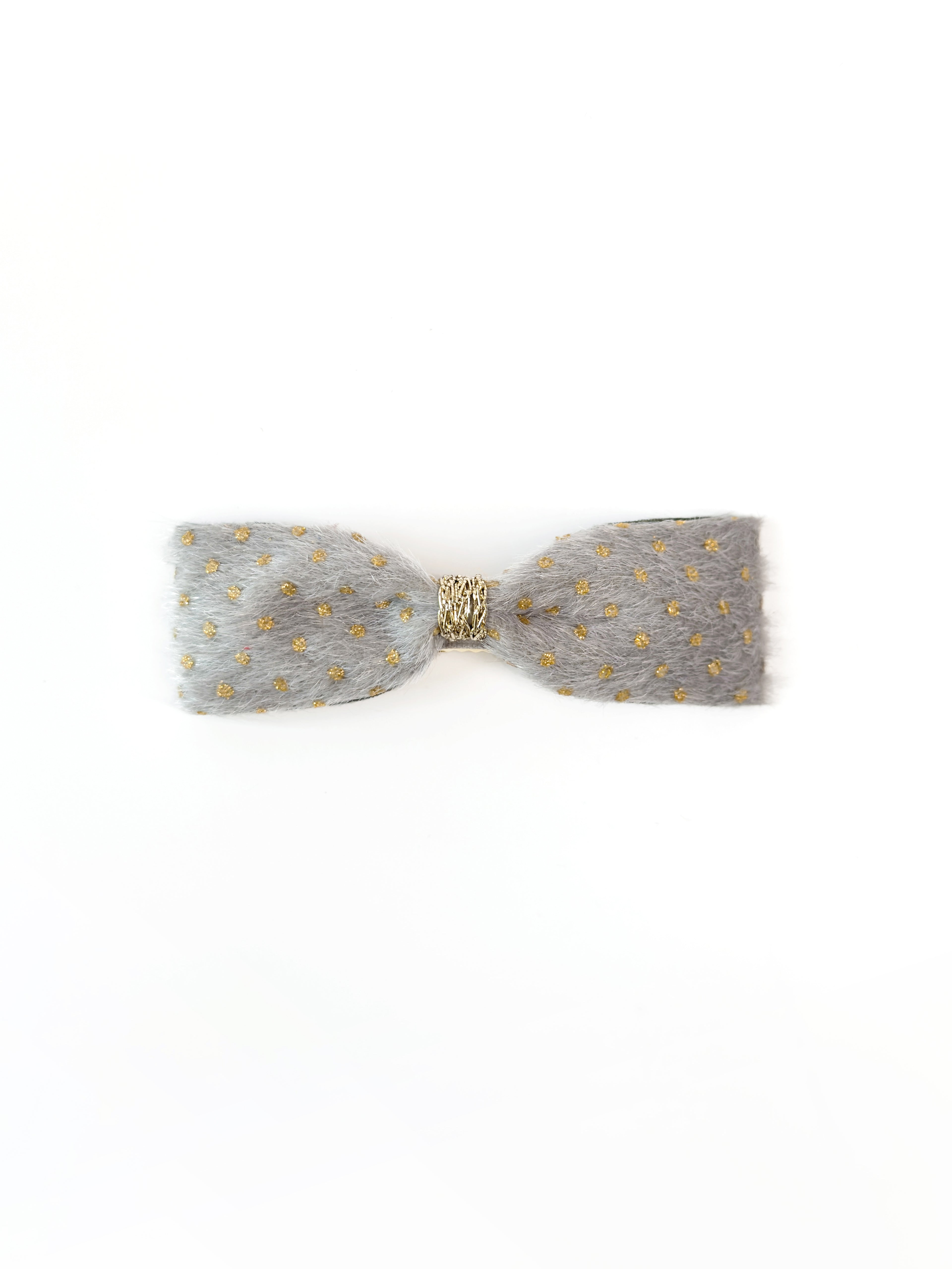BALOVESYOU Stardust pet hair clip in Silver with delicate gold embroidered details.