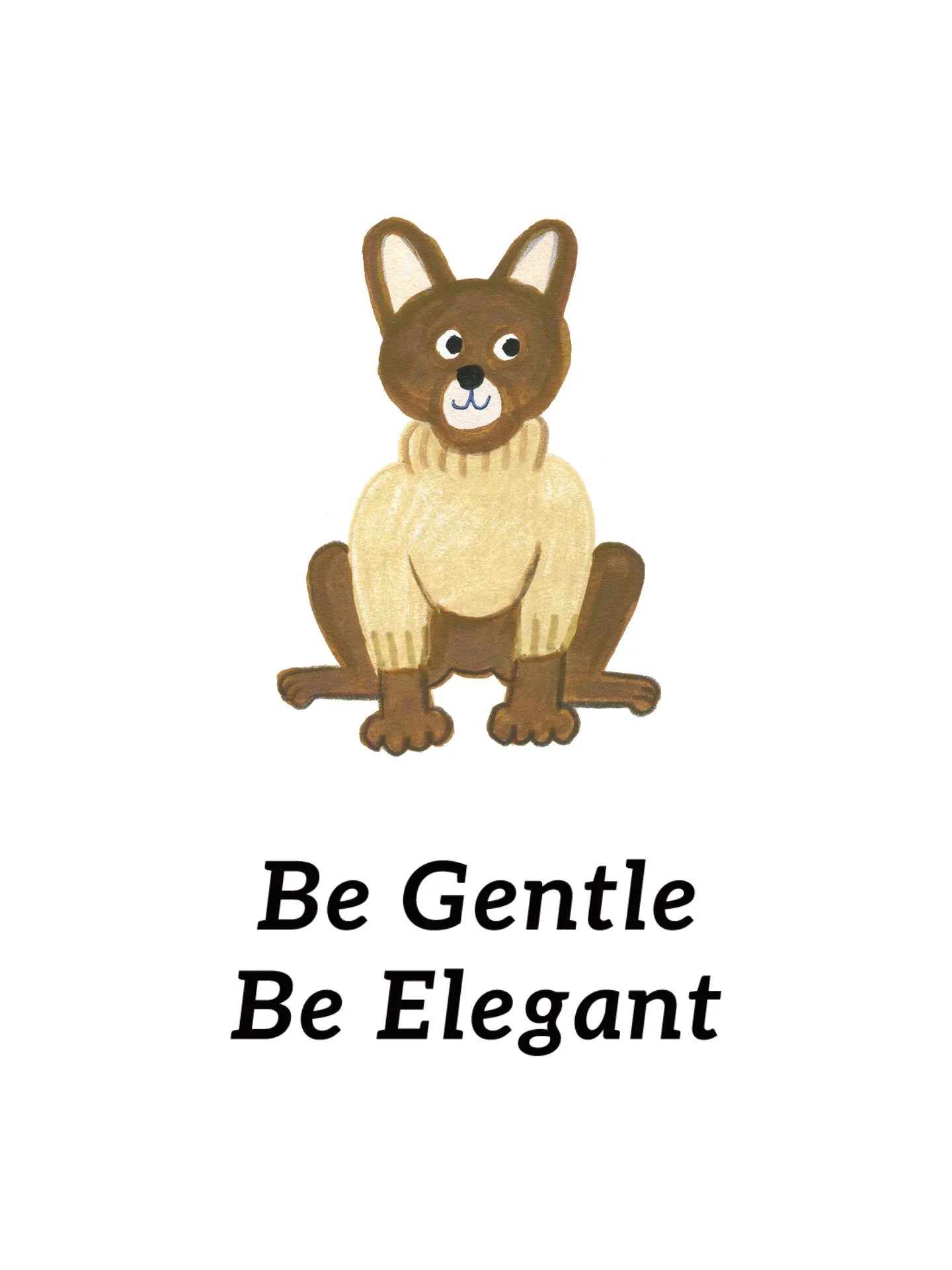 Brand illustration for the Gentle Dog Series featuring the slogan "Be Gentle, Be Elegant."