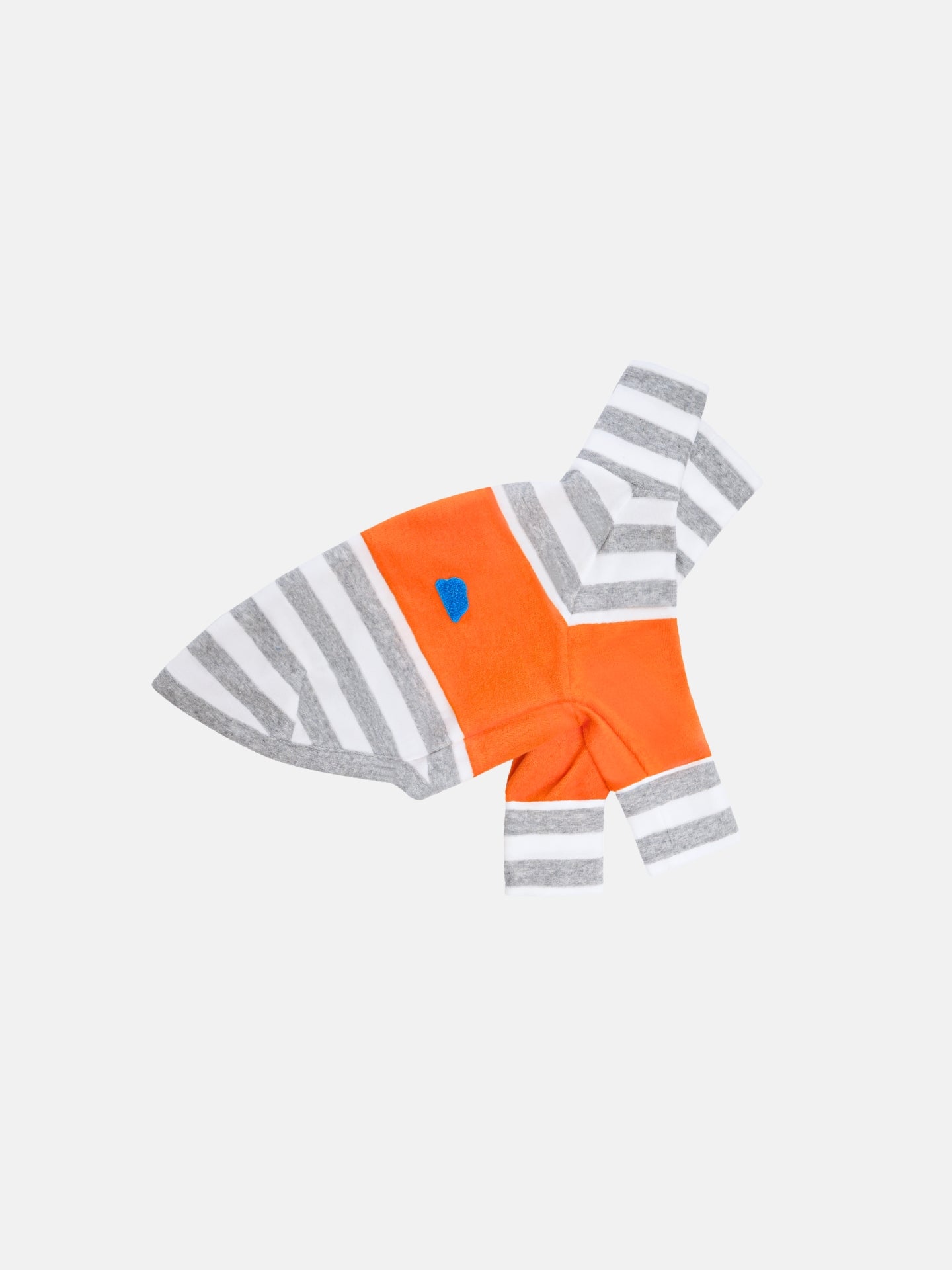 Colorful Daily Colorblock Striped Terry Tee in Grey-white Stripe x Orange, crafted from Japanese Mokuty yarn-dyed towel cotton.