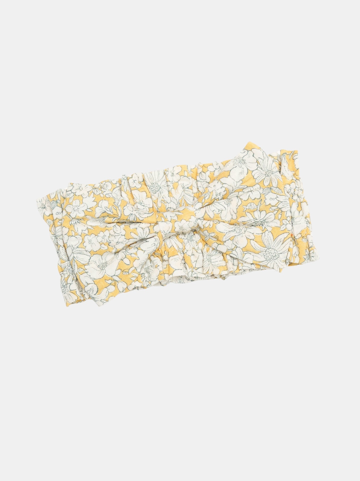Colorful Daily Nature's Verse Bow Neckpiece in Daisy, featuring a soft floral print, ruched collar, and vintage-inspired bow detail.