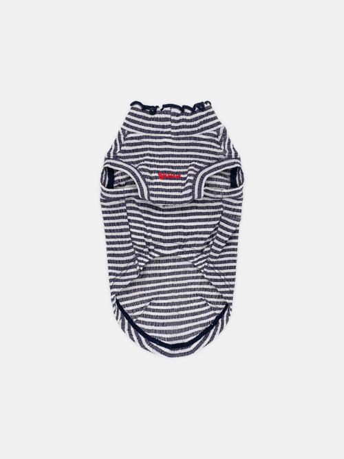 Colorful Daily Series Wavy 3D Pleated Pet Vest in navy blue, front view on white background