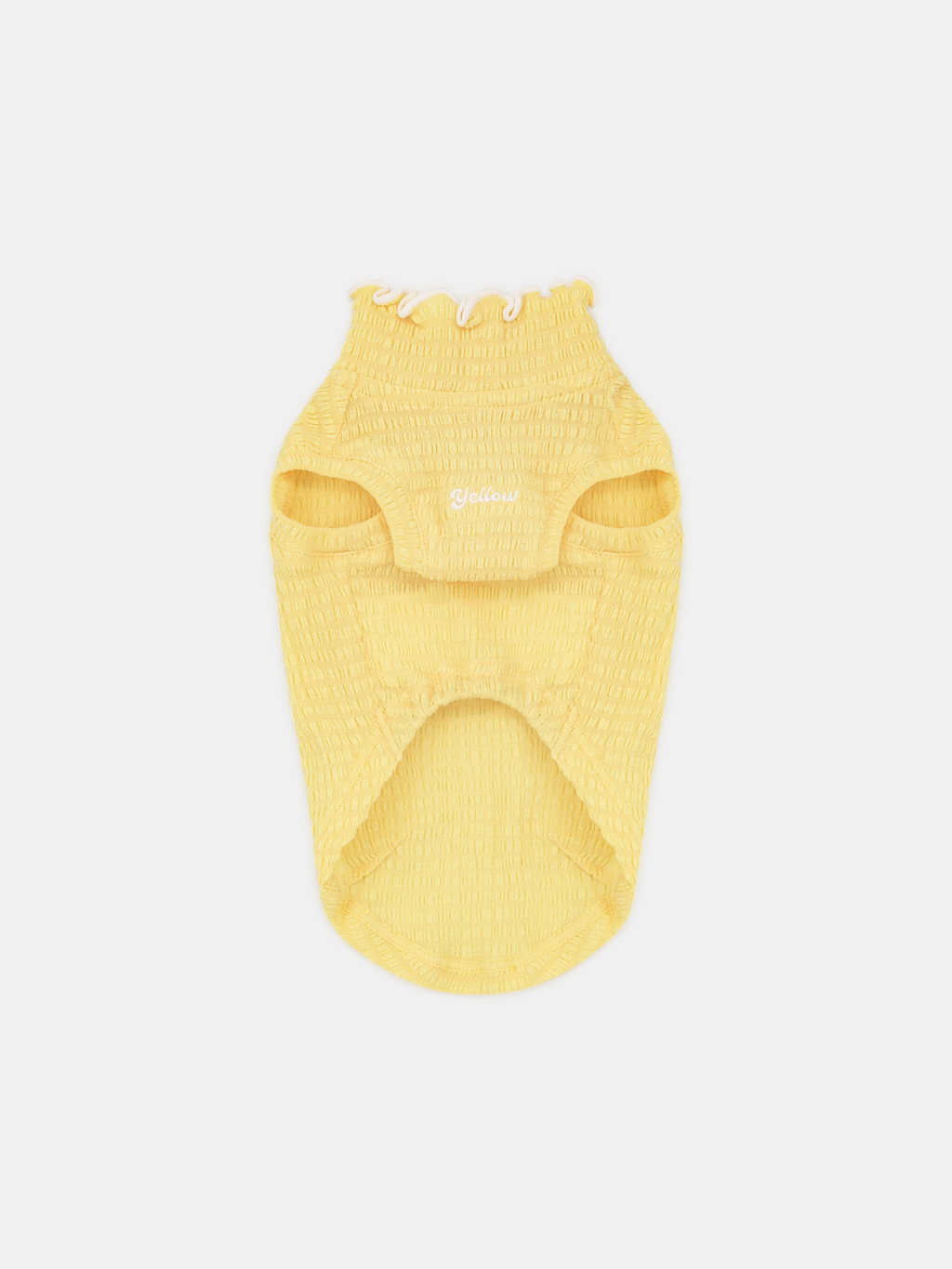 Colorful Daily Series Wavy 3D Pleated Pet Vest in pale yellow, front view on white background