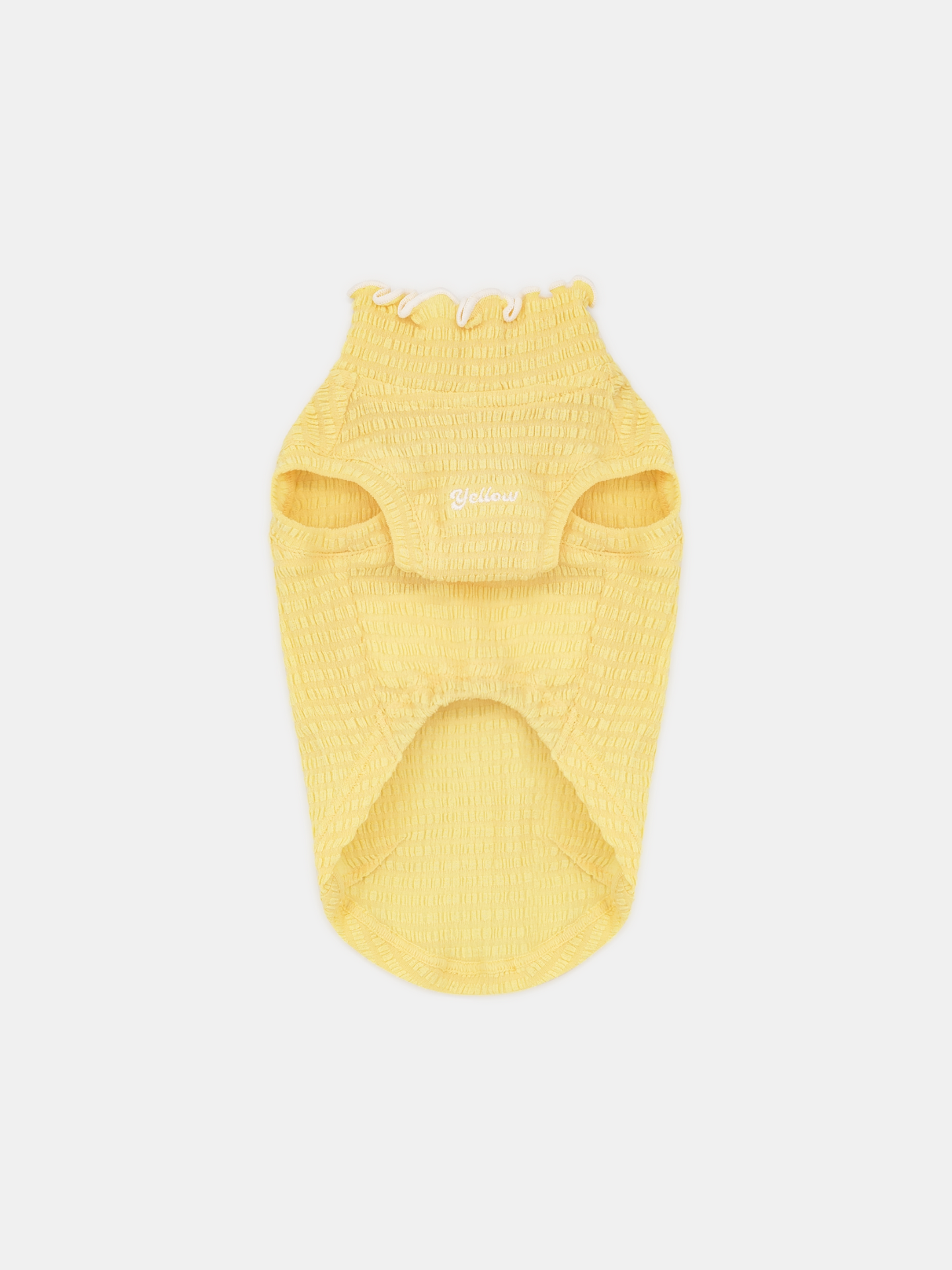 Colorful Daily Series Wavy 3D Pleated Pet Vest in pale yellow, front view on white background