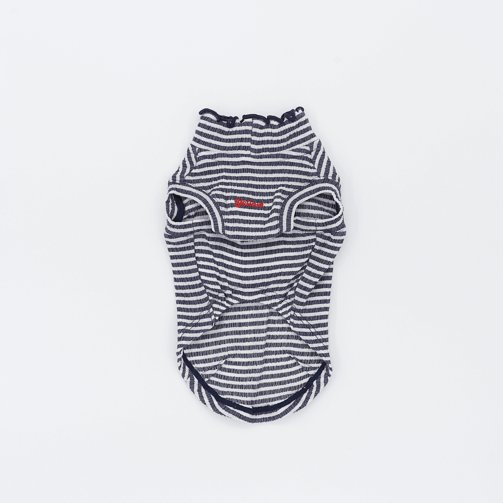 Flat lay on white background of Colorful Daily Series Wavy 3D Pleated Pet Vest in navy-stripe
