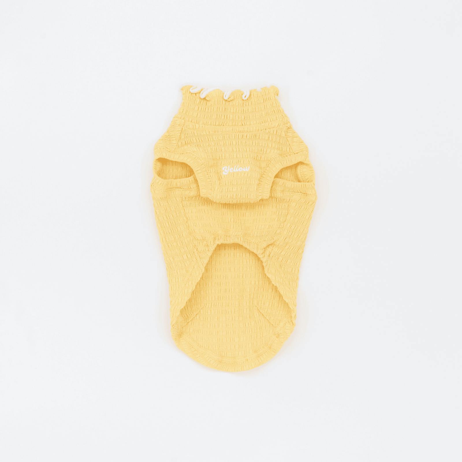 Flat lay on white background of Colorful Daily Series Wavy 3D Pleated Pet Vest in pale-yellow
