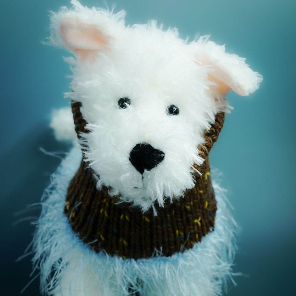 Pawsome Granny Gang Handmade "Duality" Wool & Yarn Snood for Pets Brown Mélange + Light Blue Fringe