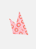Doodled Poppy block print Indian cotton bandana folded into a triangle on a white background