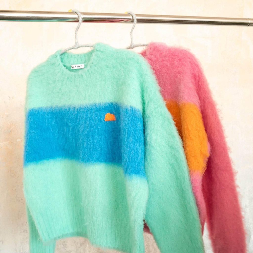 Fuwa Fuwa Series - Artistic Color Block Brushed Sweater[Human Edition] - Yellow Planet