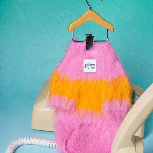 Fuwa Fuwa Series - Artistic Color Block Brushed Sweater[Pet Edition] Sunset Glow (Pink-Orange Mix)