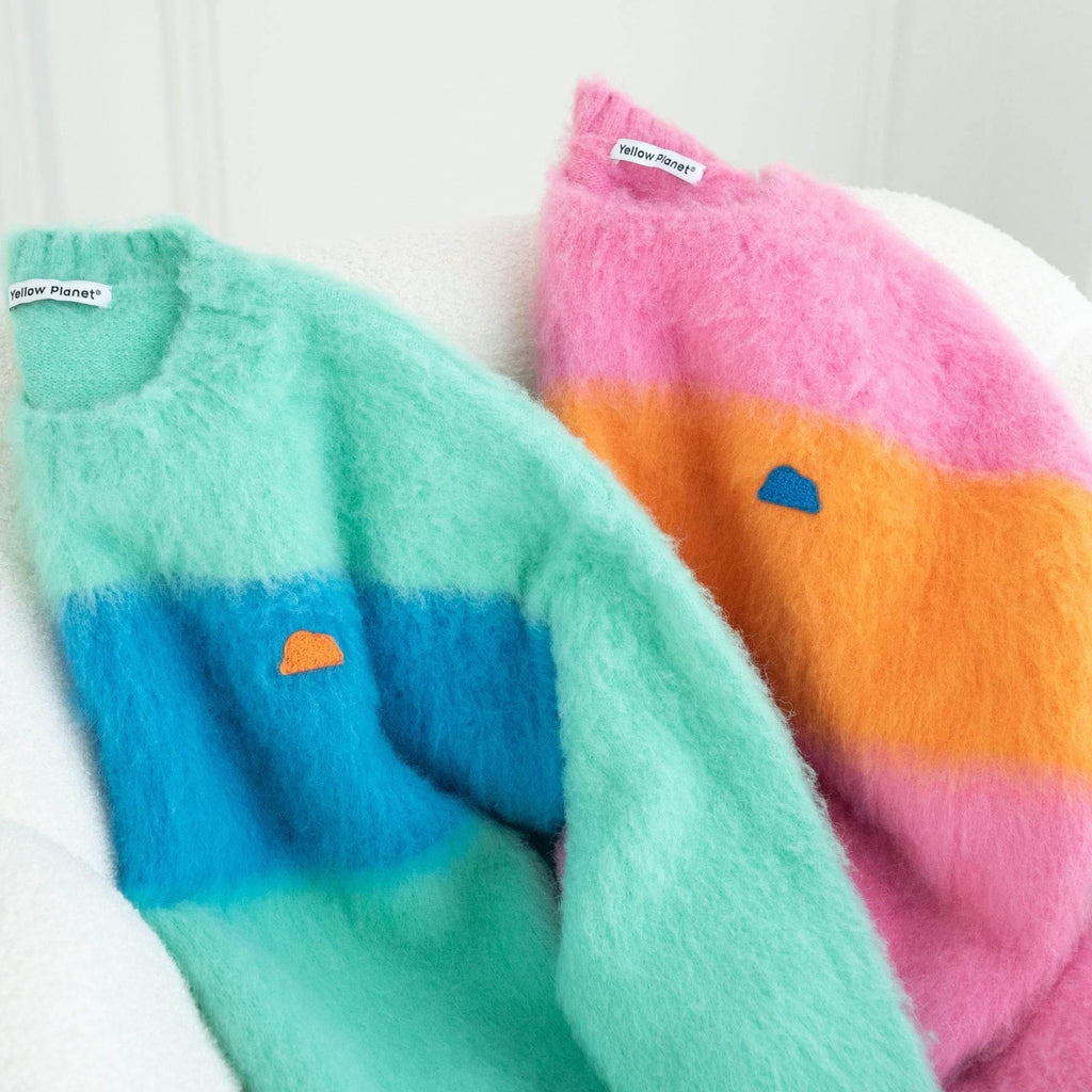 Fuwa Fuwa Series - Artistic Color Block Brushed Sweater[Human Edition] - Yellow Planet