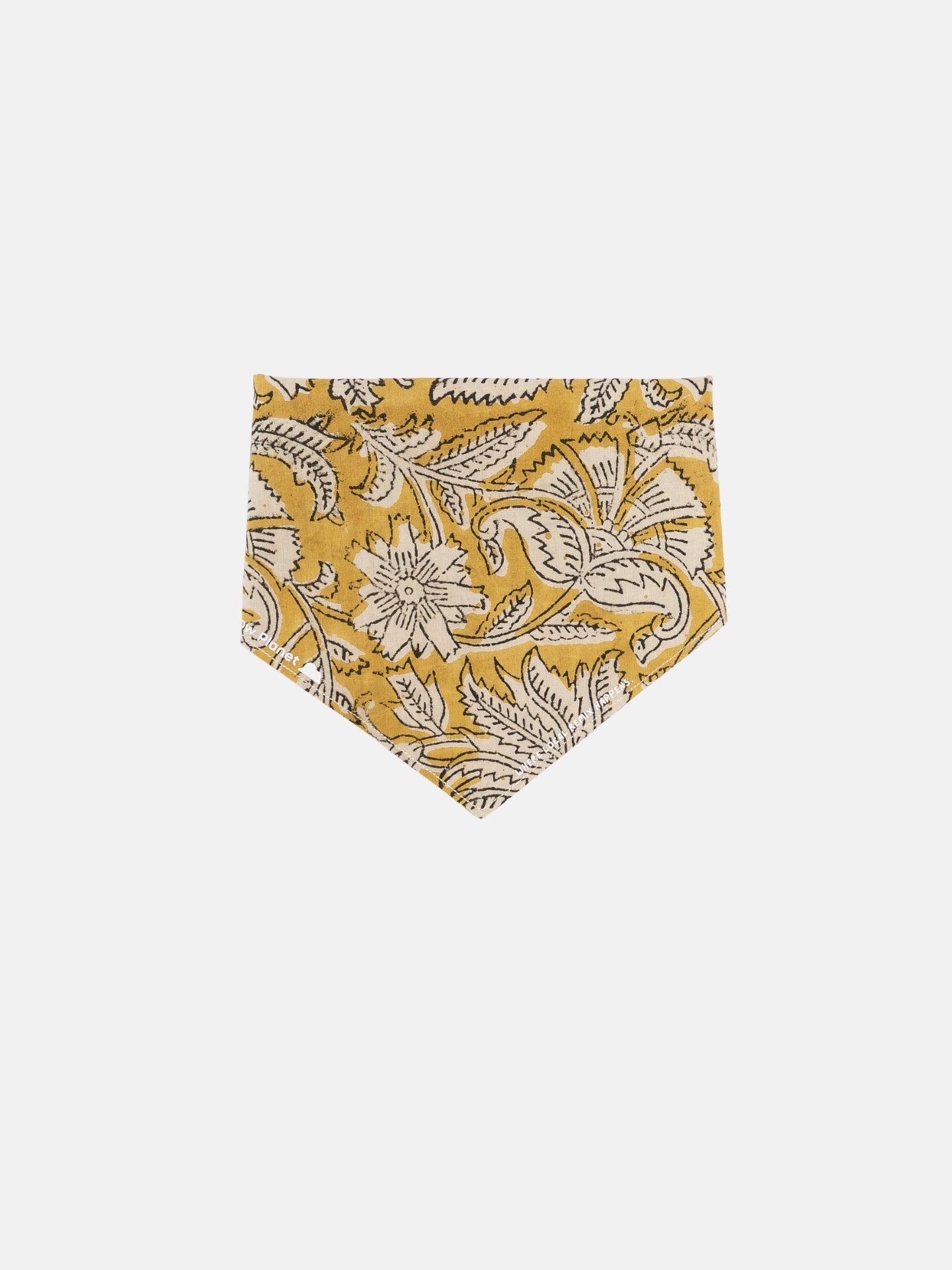 Local Remix Series block print Indian cotton bandana folded into a triangle, flat lay