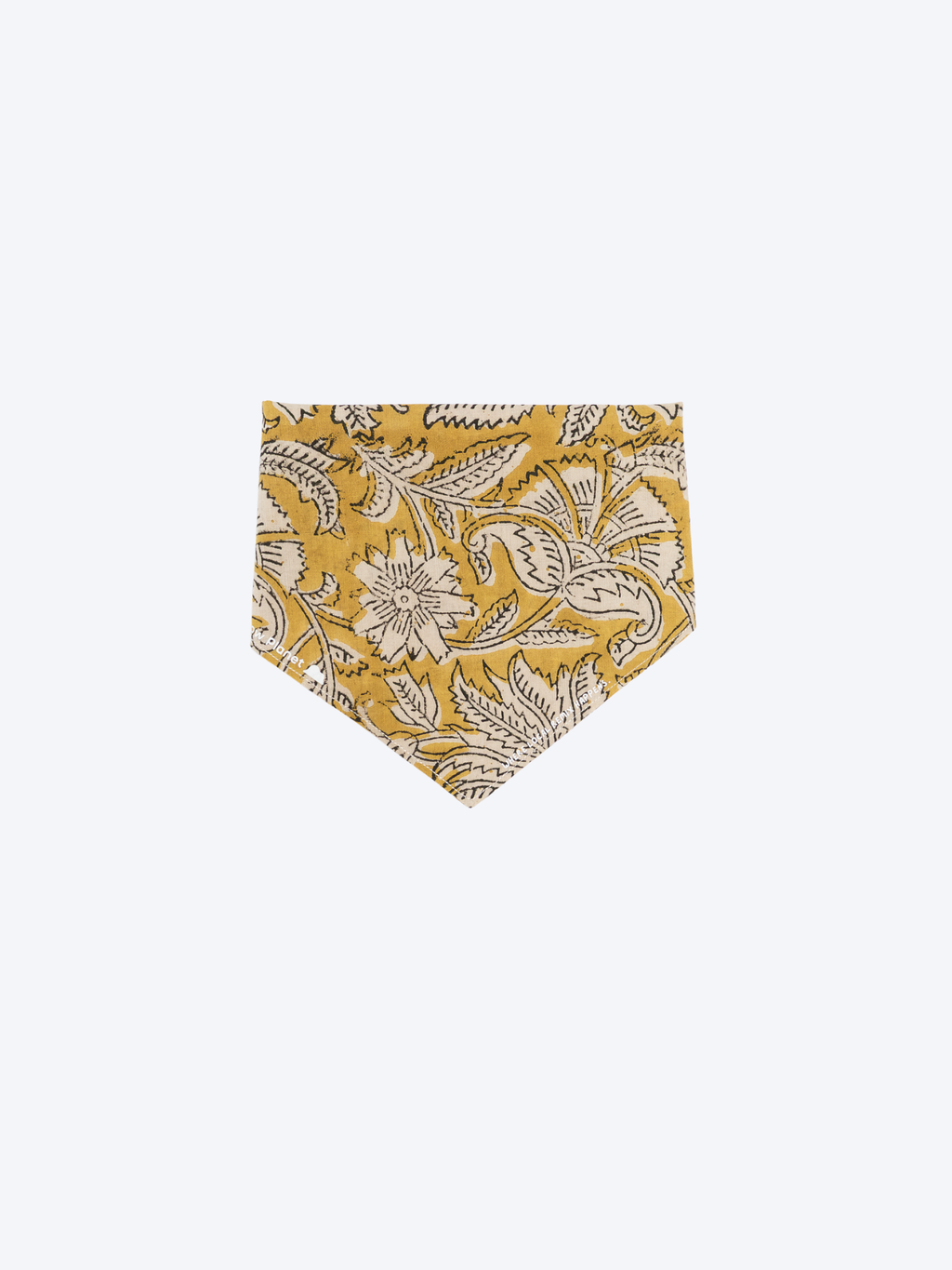Local Remix Series block print Indian cotton bandana folded into a triangle, flat lay