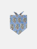 Green Forest on Blue Local Remix Series Block Print Indian Cotton dog bandana flat lay on white background