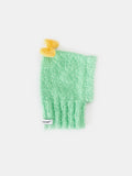 Main product view of the Mint Green "Mochi BonBon" hand-knitted pet beanie with a fuzzy wool texture and warm yellow bow.