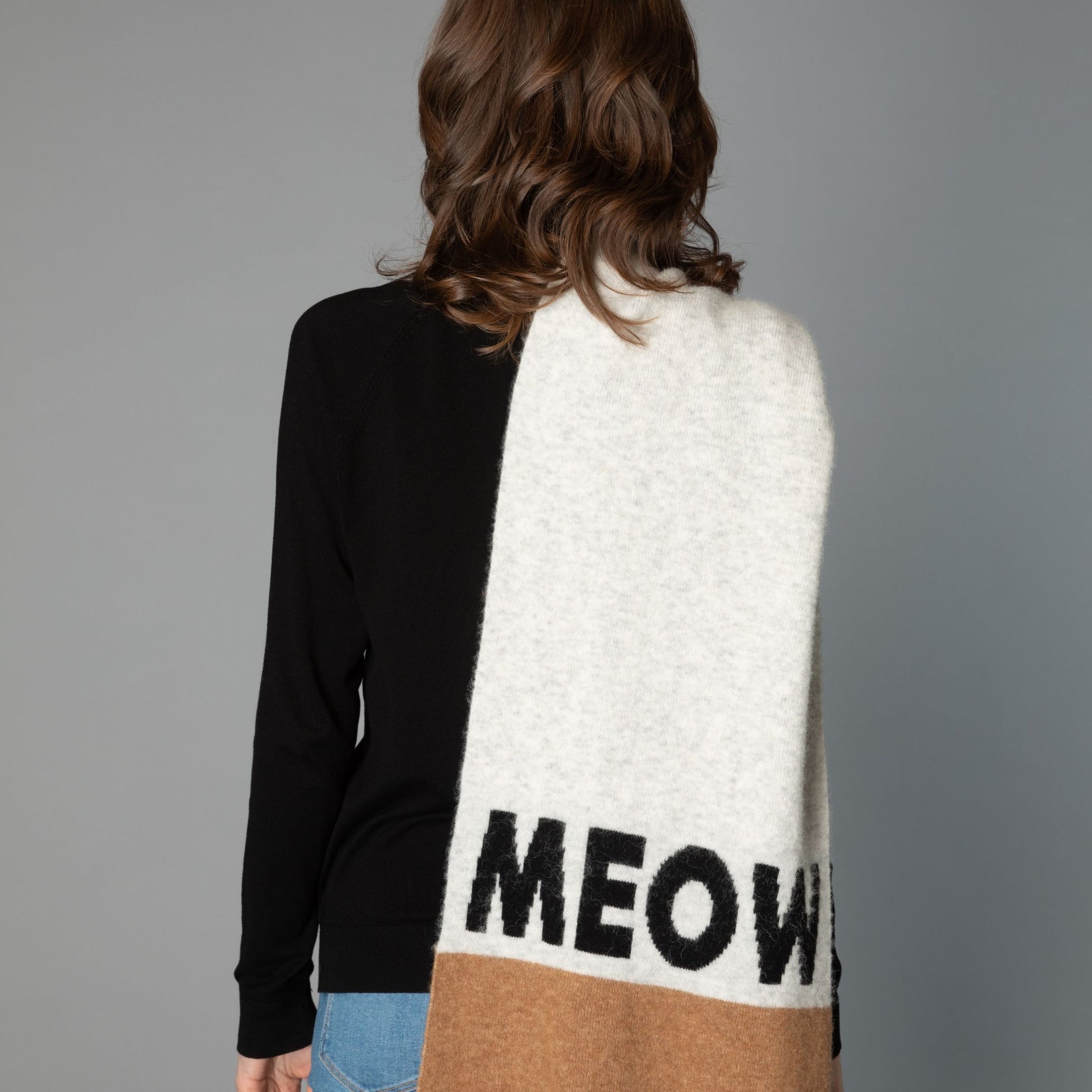 CAT-Sophy Series "MEOW" Theme Alpaca & Mohair Scarf for Human Beige Gray Camel Blue Stripes F
