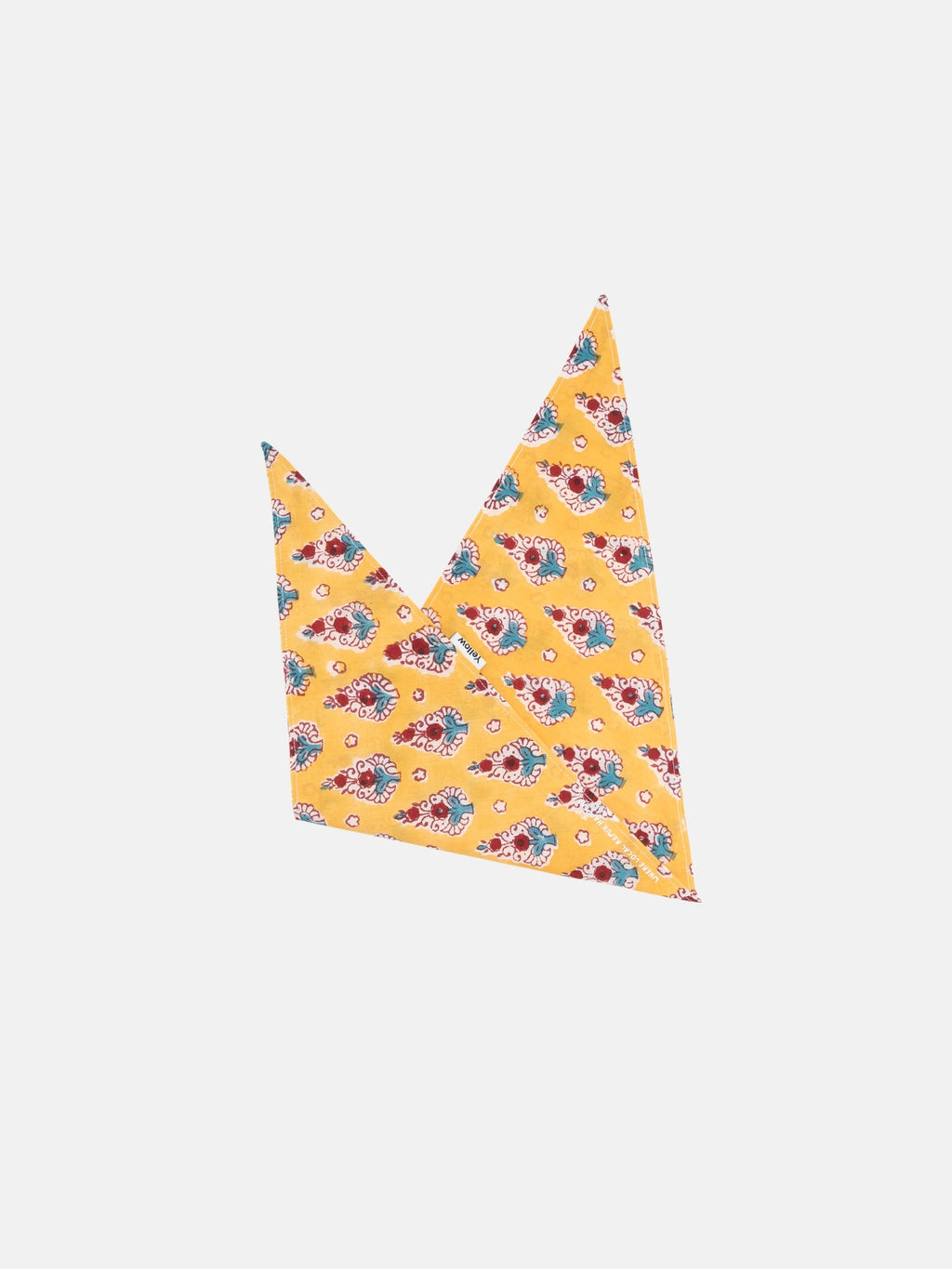 Mughal Grace block print Indian cotton bandana folded into a triangle on a white background
