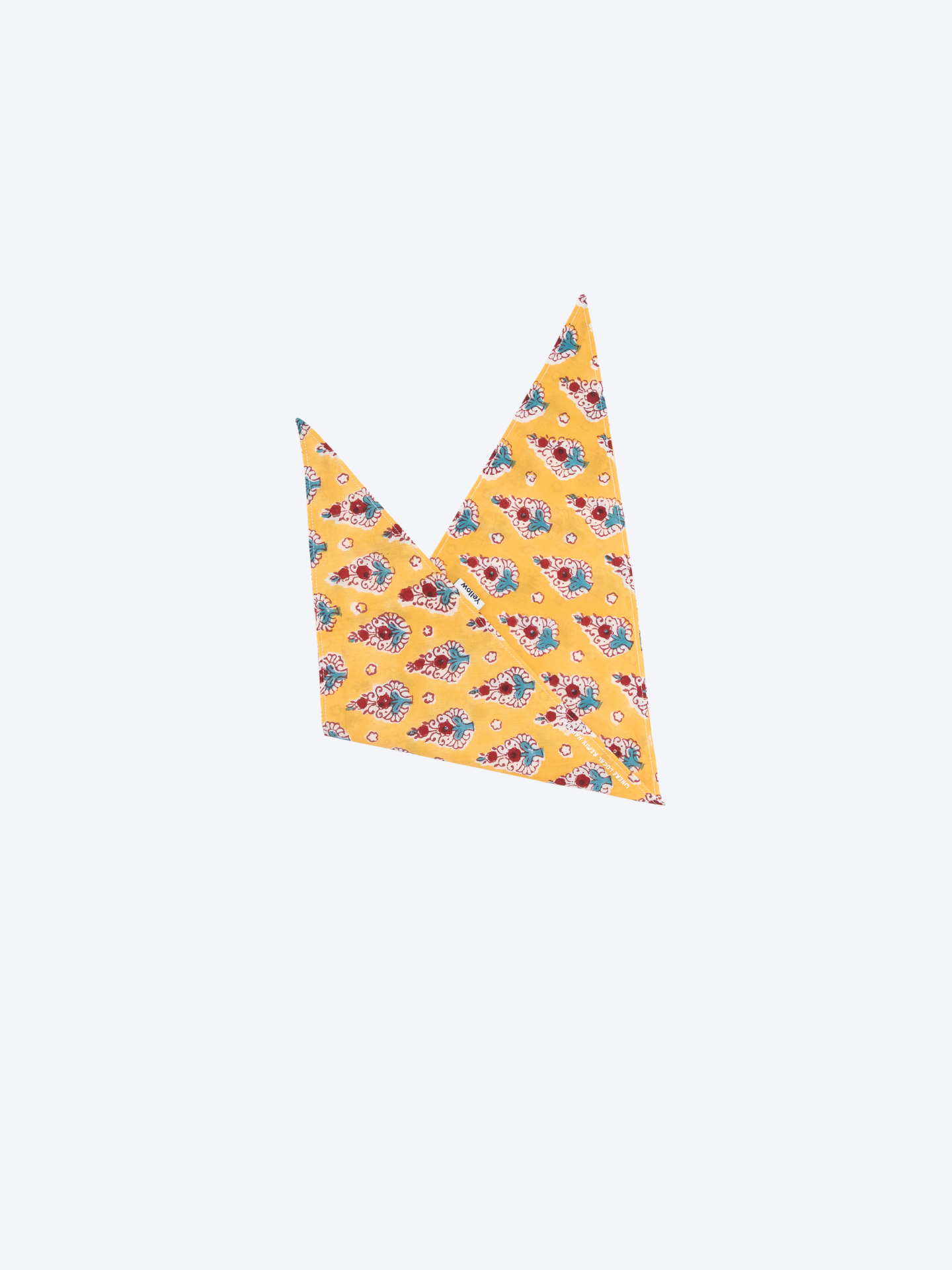 Mughal Grace block print Indian cotton bandana folded into a triangle on a white background