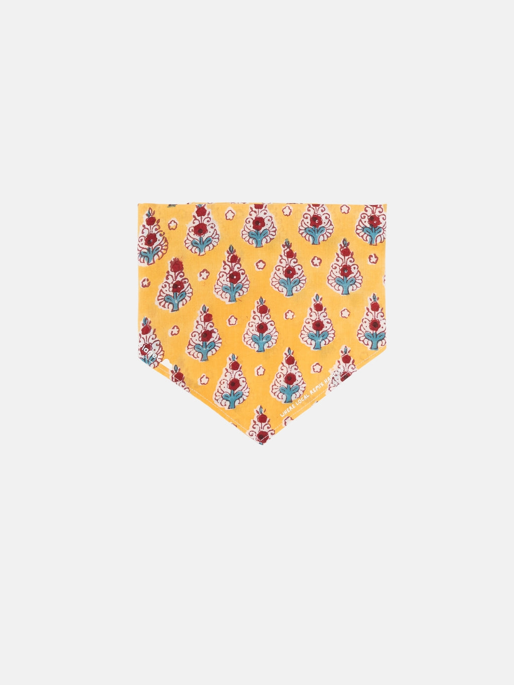 Mughal Grace block print Indian cotton bandana shown unfolded on a white background