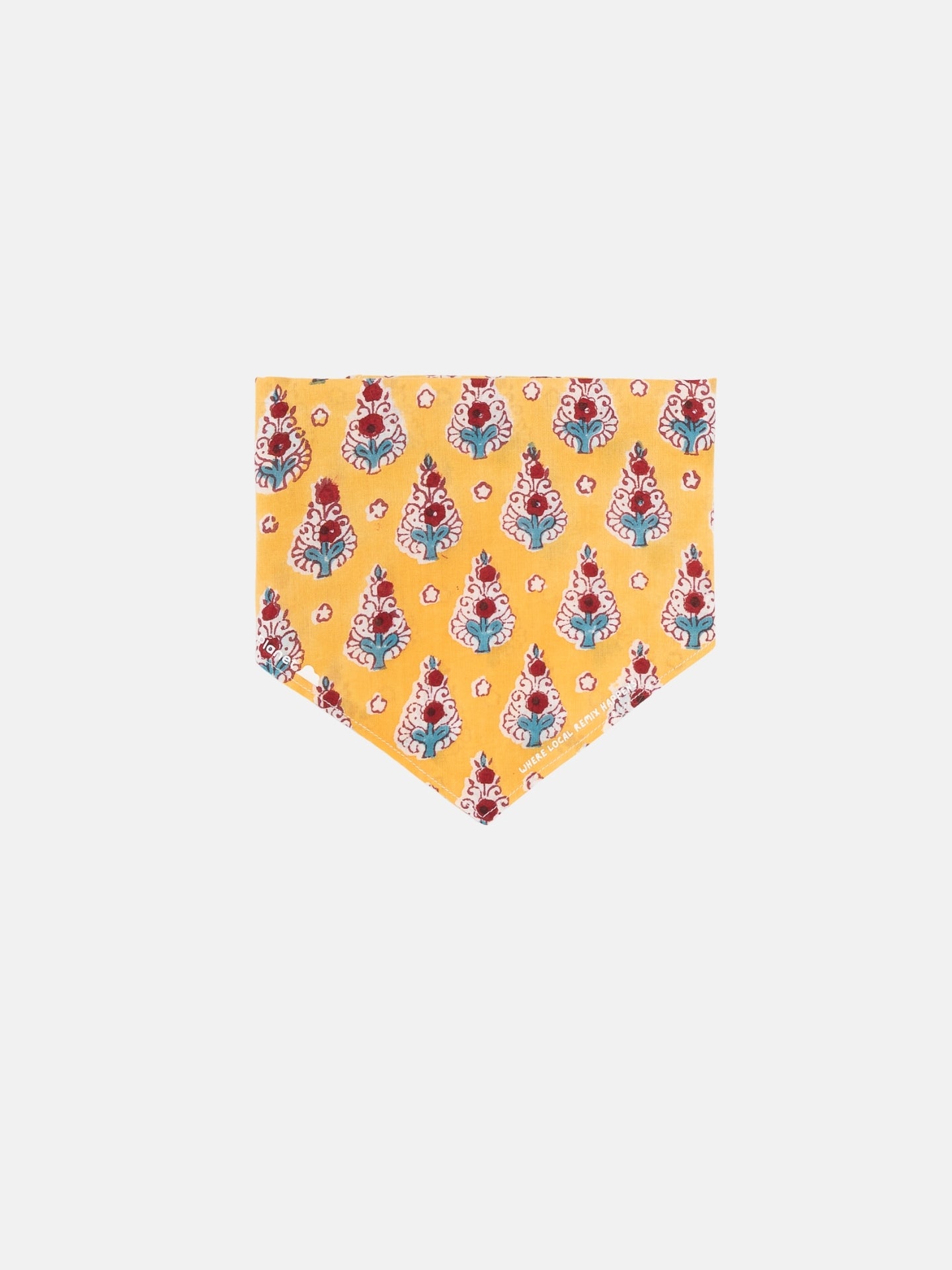 Mughal Grace block print Indian cotton bandana shown unfolded on a white background