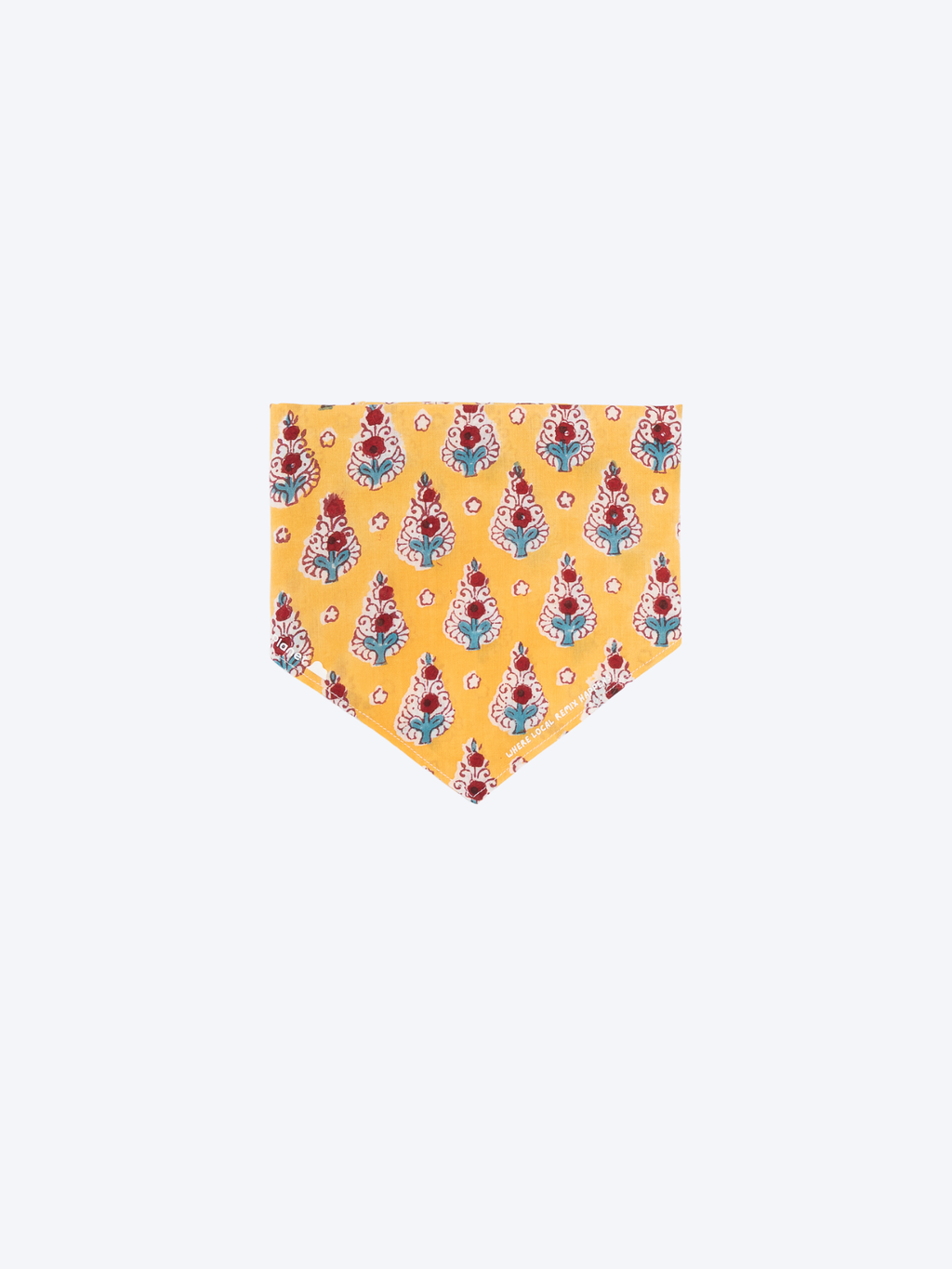 Mughal Grace block print Indian cotton bandana shown unfolded on a white background