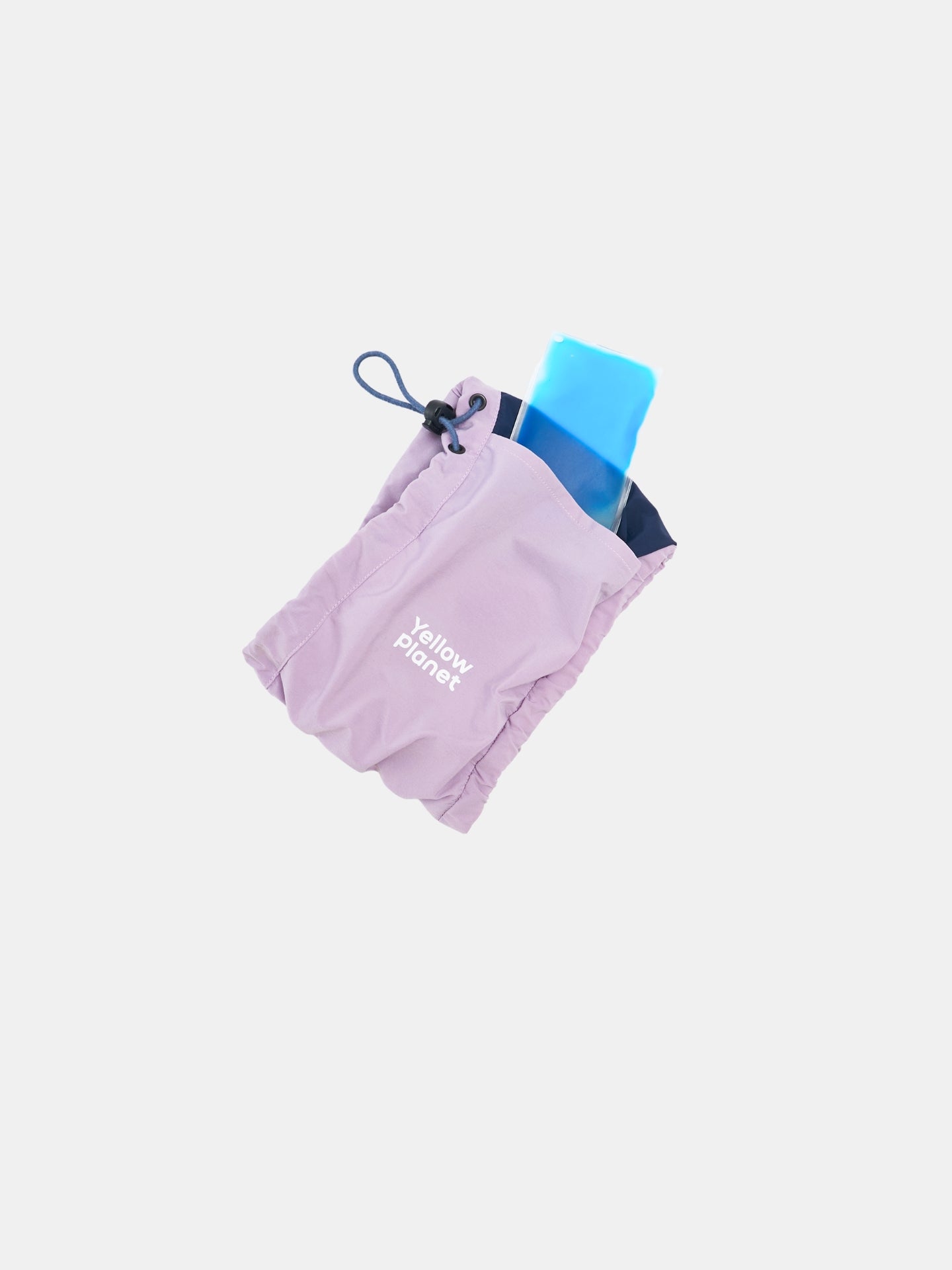 Oasis 3-in-1 Cooling Neck Gaiter in L.Purple & Navy with the included reusable hot and cold gel pack.