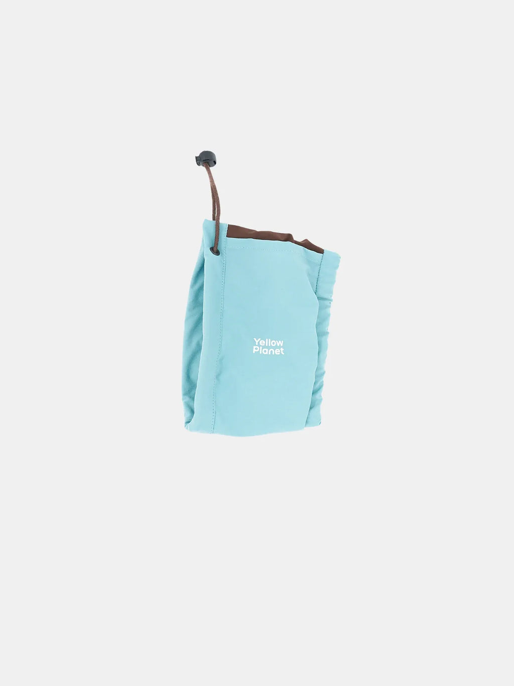 Main product shot of the Sage Green and Coffee pet neck gaiter, showing the adjustable drawstring and lightweight fabric.