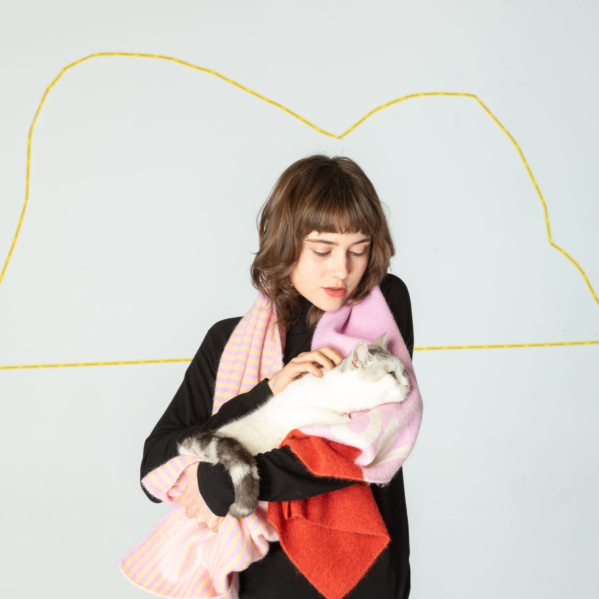 CAT-Sophy Series "MEOW" Theme Alpaca & Mohair Scarf for Human
