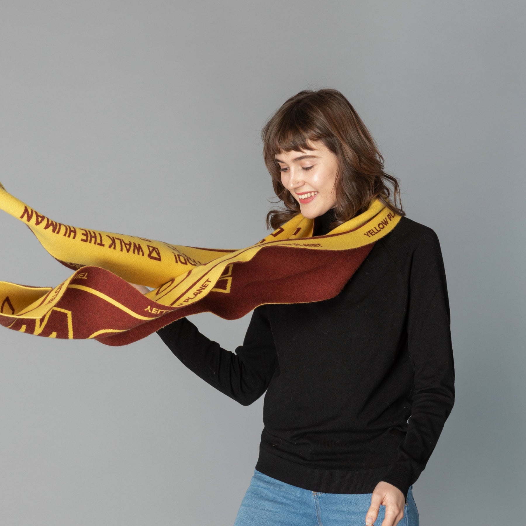 DOG-Sophy Series "WOOF" Theme Cashmere & Wool Reversible Two-Tone Scarf for Human